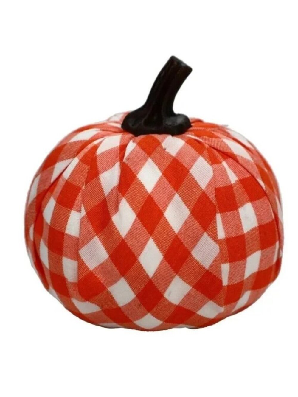 Fall Foam Plaid Fabric Covered Pumpkin Set Of 3 4.75" X 4.75" X 2.5" - Picture 2 of 4